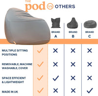 Thumbnail for Remy Pod Bean Bag - Charcoal Black (Large) - liquidation.store