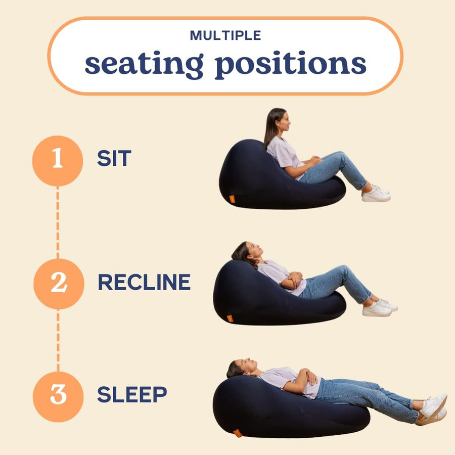 Remy Pod Bean Bag - Charcoal Black (Large) - liquidation.store