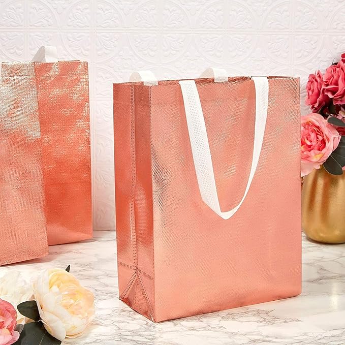 Reusable Grocery Tote Bag for Shopping (Large Rose Gold 20 Pack) - liquidation.store
