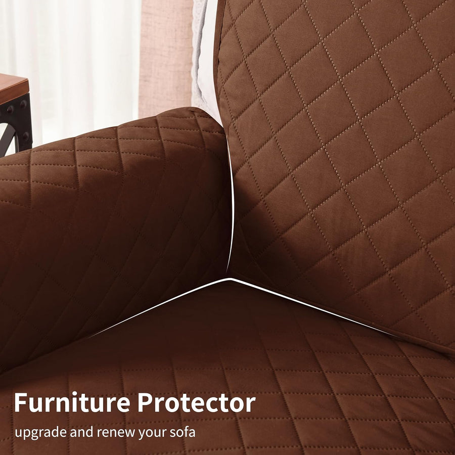 Reversible Sofa Cover for 3 Cushion Couch Non - Slip Furniture Protector - (Chocolate) - liquidation.store