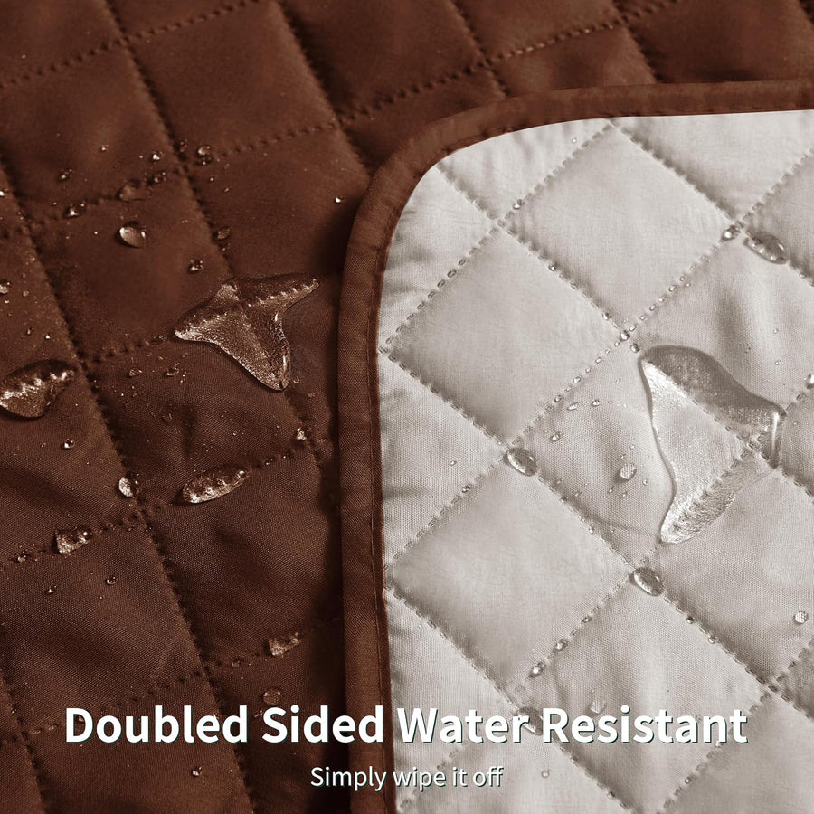Reversible Sofa Cover for 3 Cushion Couch Non - Slip Furniture Protector - (Chocolate) - liquidation.store