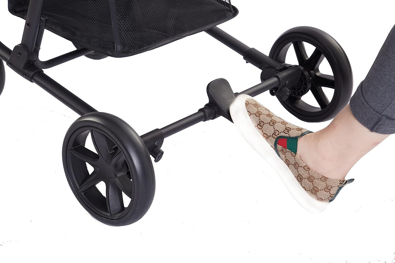 Ricco 2 in 1 Foldable Pram with Reversible Seat - Black - liquidation.store