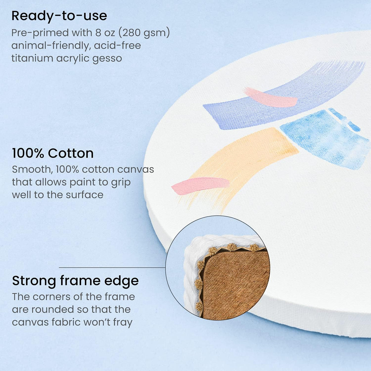 Round Blank Canvases For Painting - 8 Pack (25.4 CM) - liquidation.store