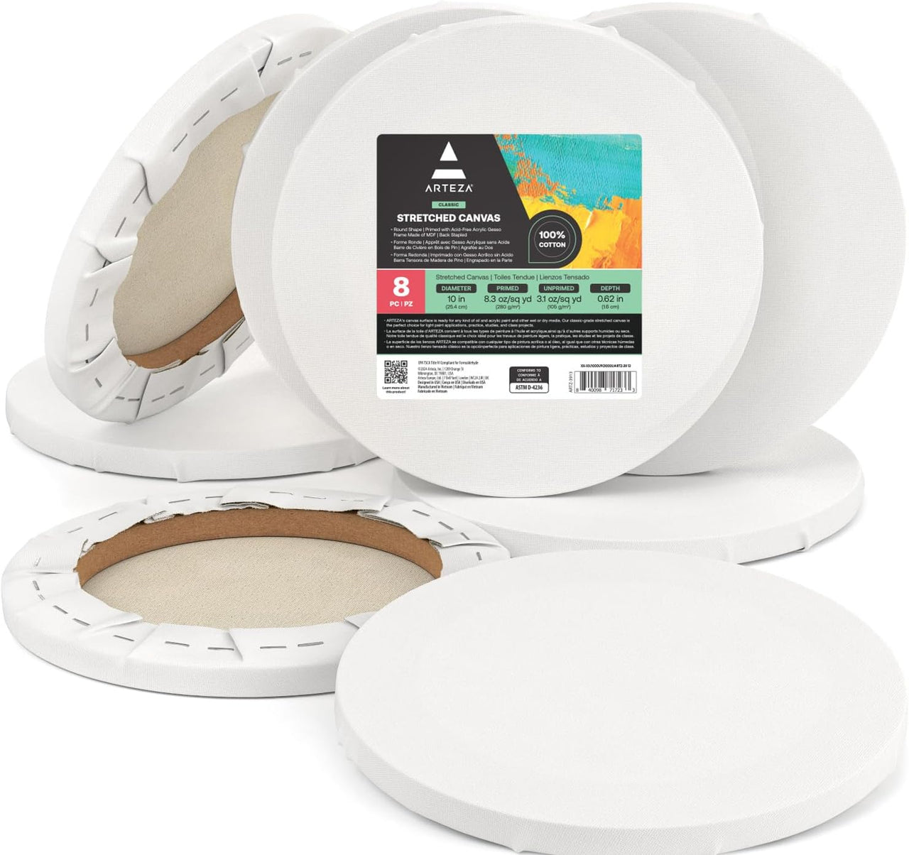 Round Blank Canvases For Painting - 8 Pack (25.4 CM) - liquidation.store