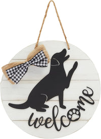 Round Wooden Hanging Welcome Sign for Front Door (12 x 12 Inch) - liquidation.store