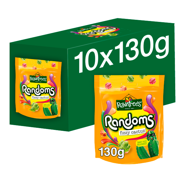 Rowntree's Randoms Fizzy Cactuz Sweets Sharing Bag 130g X 10 Packs - liquidation.store