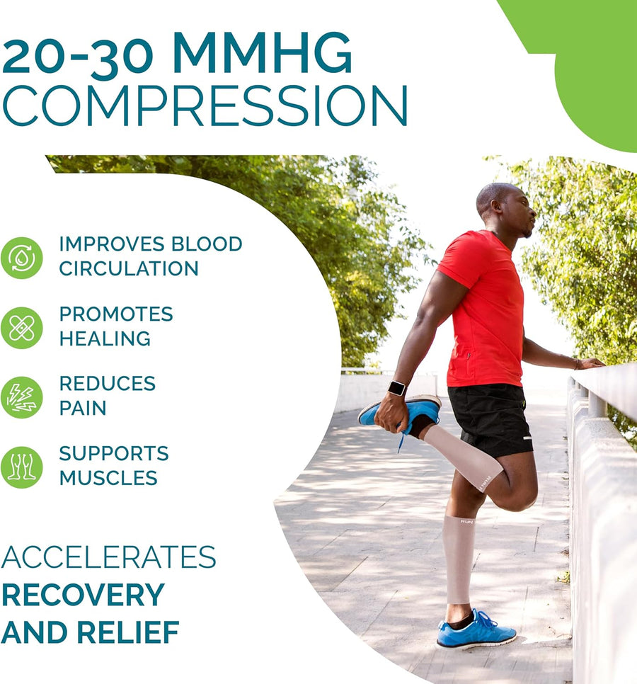 Run Forever Calf Compression Sleeves - Medium (Nude) - liquidation.store