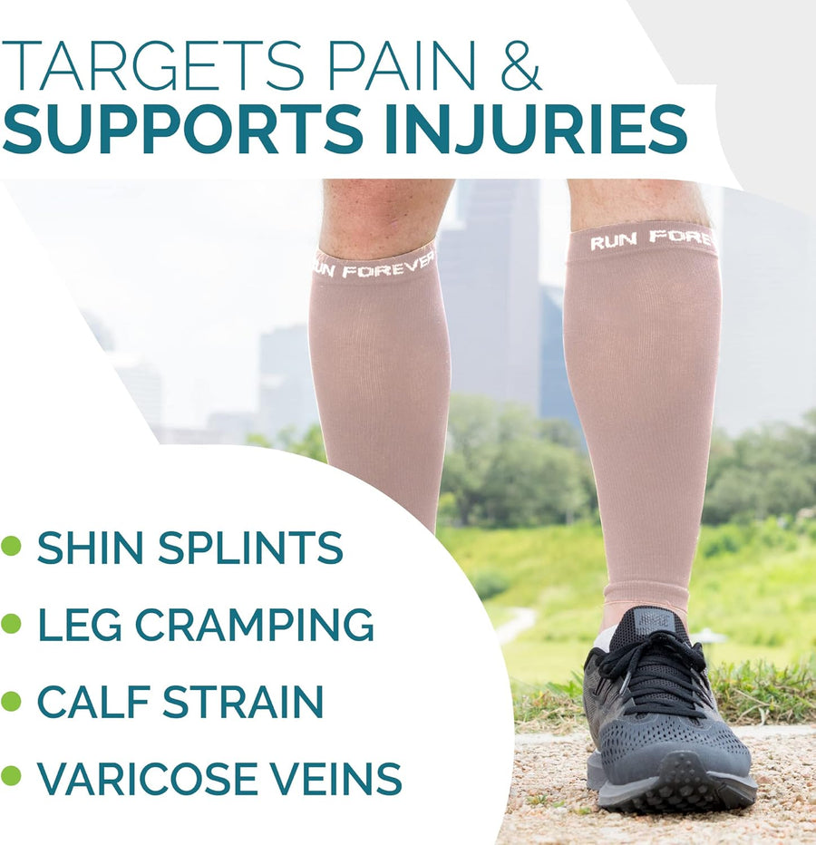Run Forever Calf Compression Sleeves - Medium (Nude) - liquidation.store