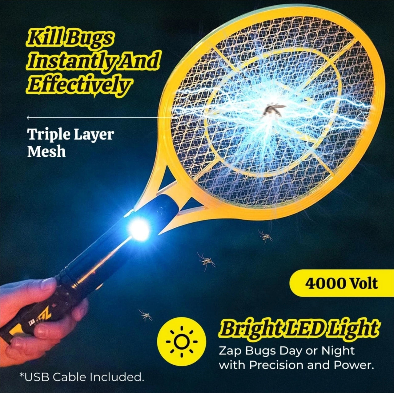 Zap It! Electric Fly Swatter Rechargeable Fly Zapper - Medium