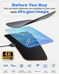 Thumbnail for Amplified HD Digital TV Antenna - Full HDTV Range