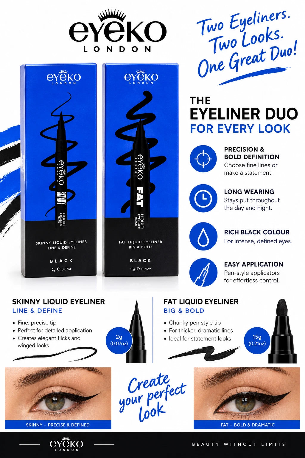Eyeko Fat & Skinny Eye Liner Duo - Black