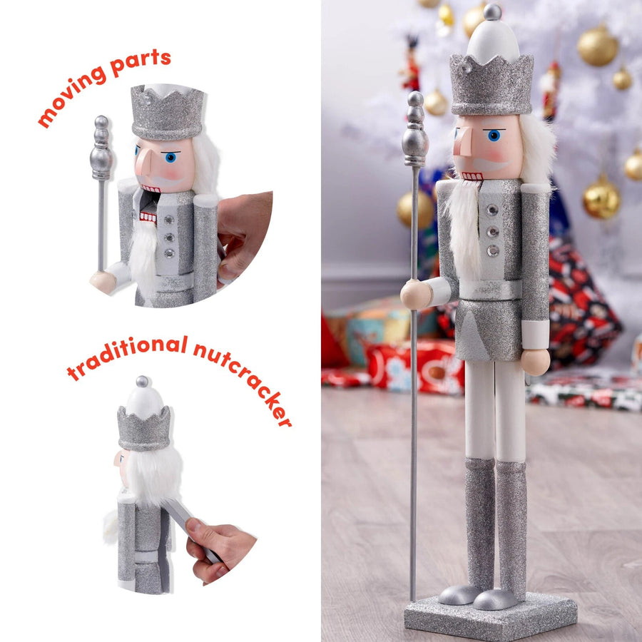 THE TWIDDLERS - Large Silver Christmas Nutcracker Soldier Ornament, 50cm