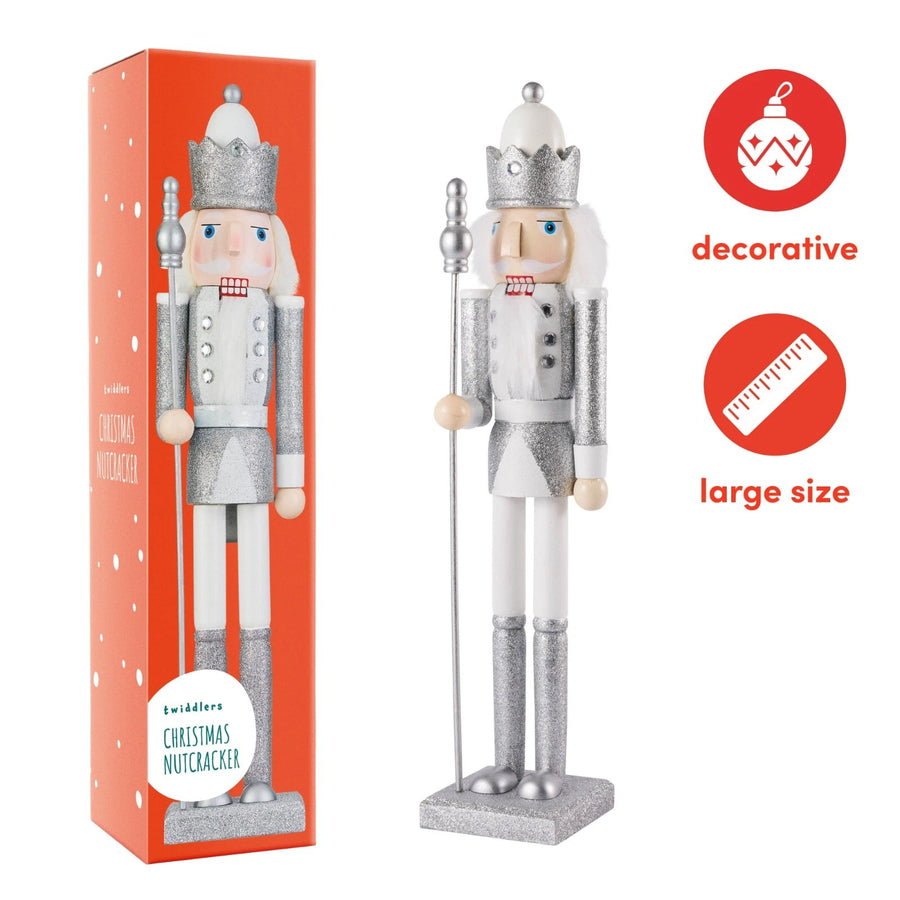 THE TWIDDLERS - Large Silver Christmas Nutcracker Soldier Ornament, 50cm