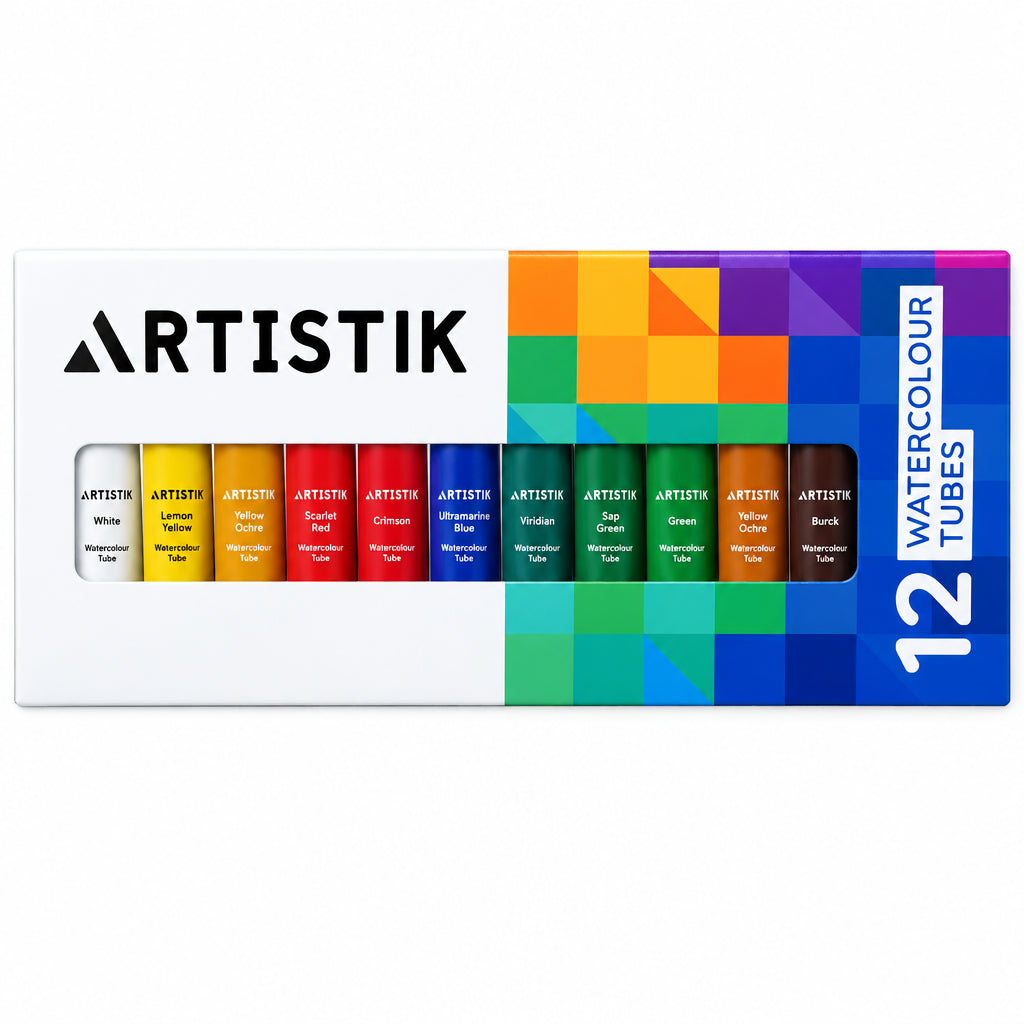 Artistik Watercolour Paint Tubes – Set of 12 x 12ml Assorted Colours