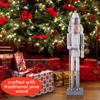 THE TWIDDLERS - Large Silver Christmas Nutcracker Soldier Ornament, 50cm