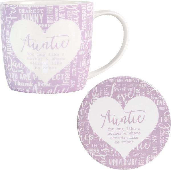Said with sentiment - Auntie Mug & Coaster Set - liquidation.store