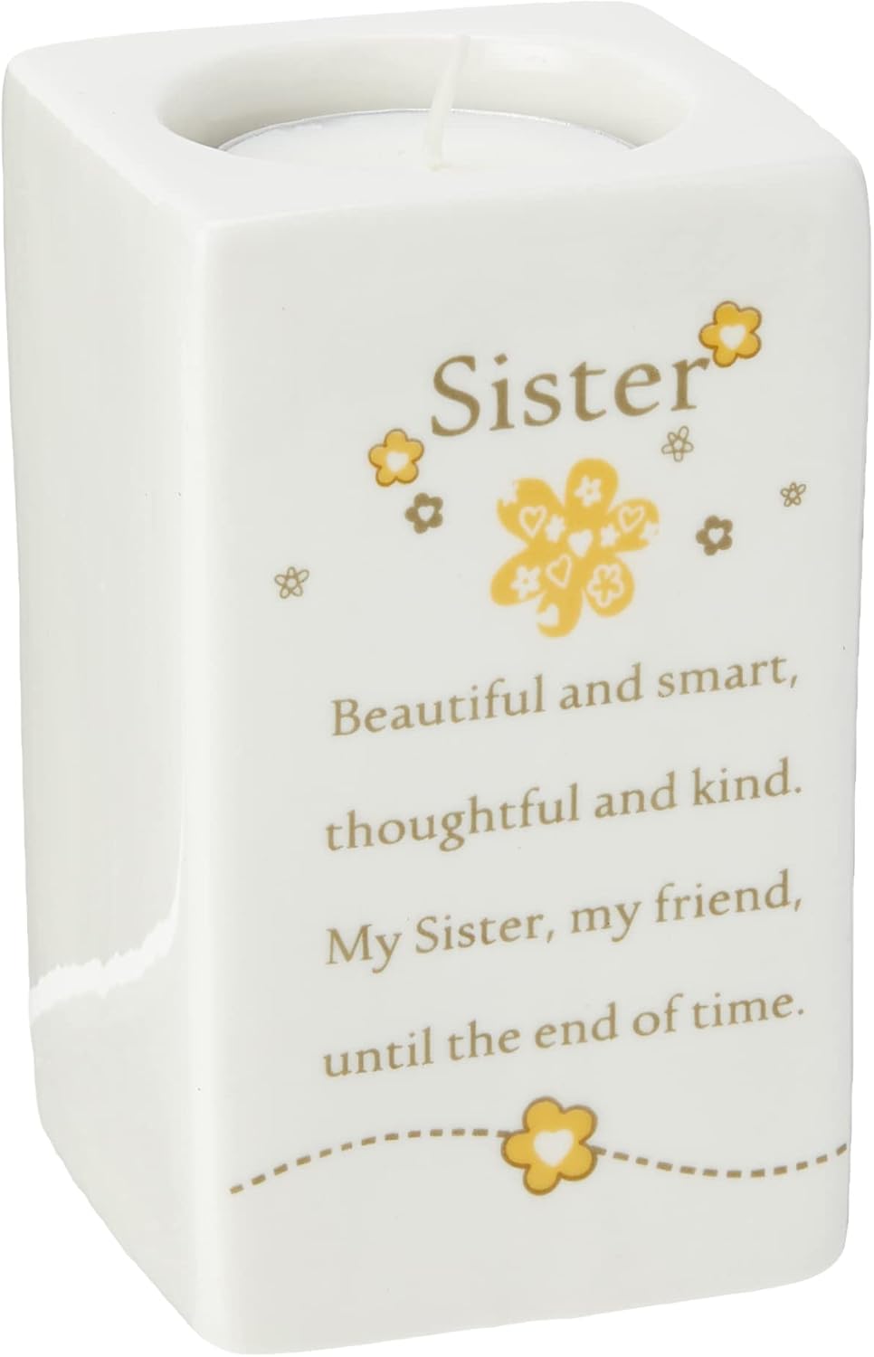 Said With Sentiment Ceramic Square Tealight Holder - Sister - liquidation.store