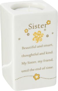 Said With Sentiment Ceramic Square Tealight Holder - Sister - liquidation.store