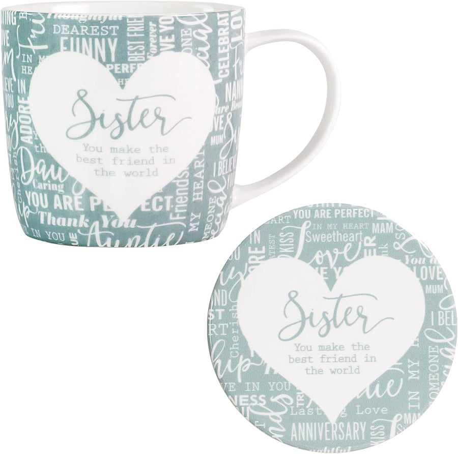 Said with Sentiment Sister Mug & Coaster Gift Set – Blue - liquidation.store