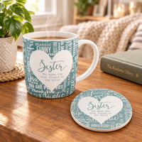 Said with Sentiment Sister Mug & Coaster Gift Set – Blue - liquidation.store