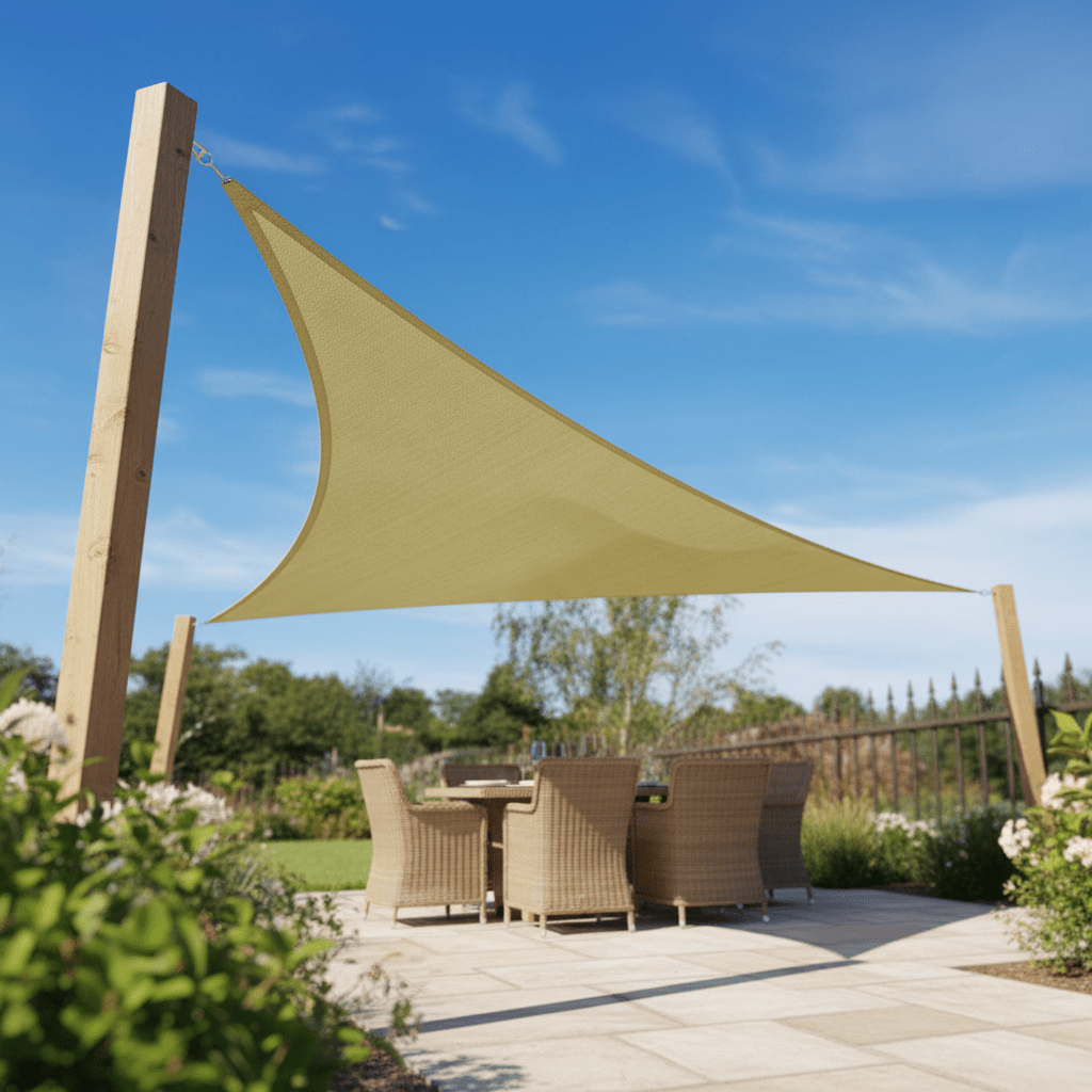 Sand Triangle Shade Sail UV & Mildew Resistant with Ropes 3.6m - liquidation.store