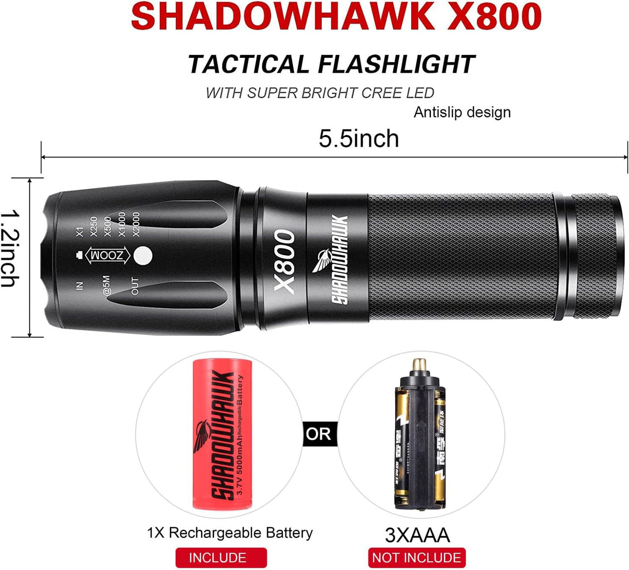 Shadowhawk X800 6000 lumens Military Torch - liquidation.store