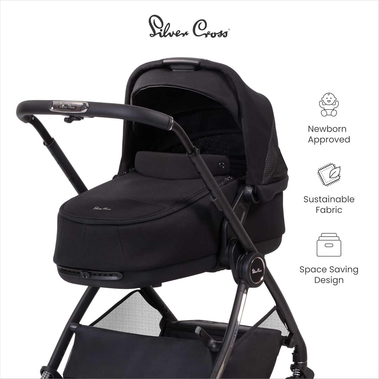 Silver Cross | Dune Compact Folding Carrycot - Space Black - liquidation.store