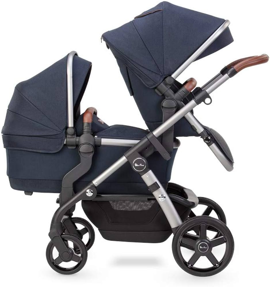 Silver Cross Wave Indigo Tandem Carrycot with Hood and Apron - liquidation.store