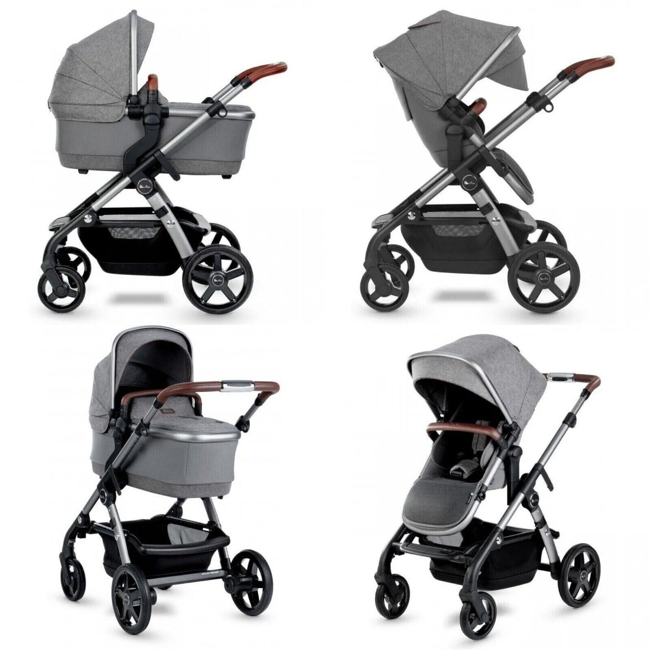 Silver Cross Wave Pram Pushchair with Tandem - Zinc - liquidation.store