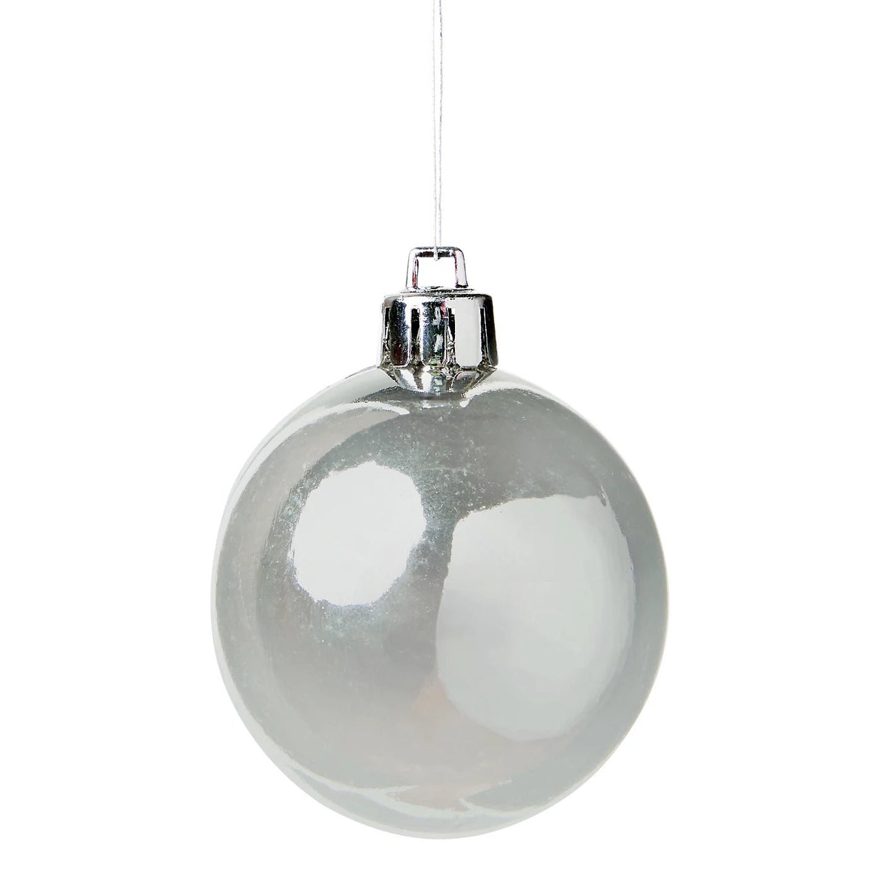 Silver effect Plastic Round Christmas Baubles - Set of 8 - liquidation.store