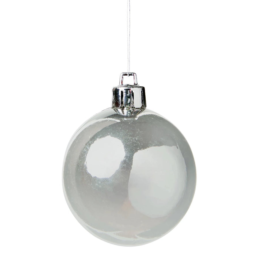 Silver effect Plastic Round Christmas Baubles - Set of 8 - liquidation.store