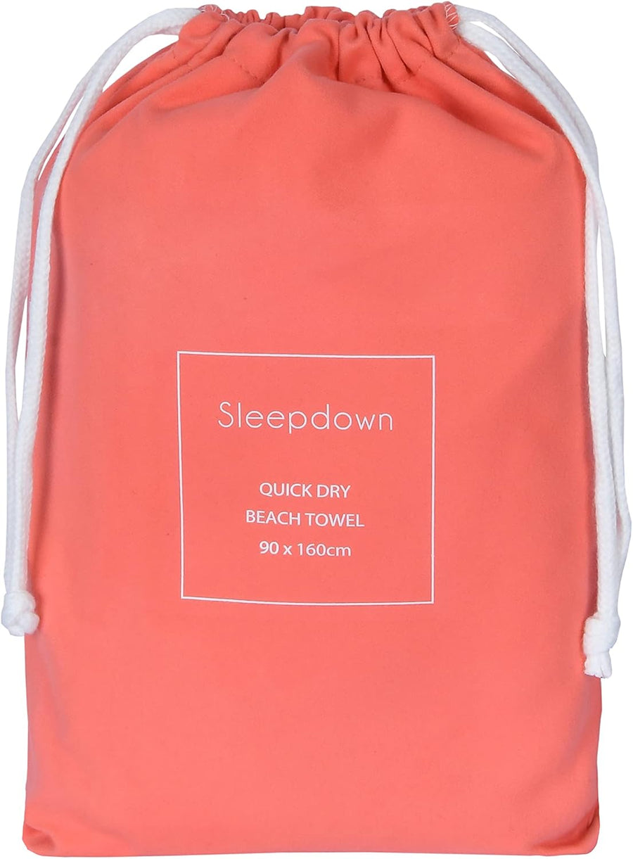 Sleepdown Large Soft Microfiber Beach Towel - Coral - liquidation.store