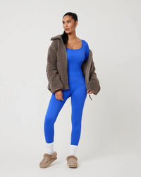 Snuggz Fit Ribbed Long Sleeve Blue Seamless Jumpsuit (Various Sizes) - liquidation.store