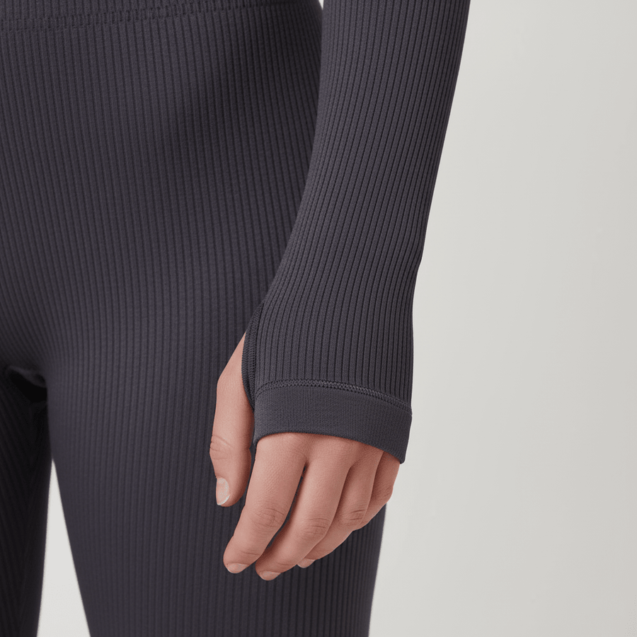 Snuggz Fit Ribbed Long Sleeve Grey Seamless Jumpsuit (Various Sizes) - liquidation.store