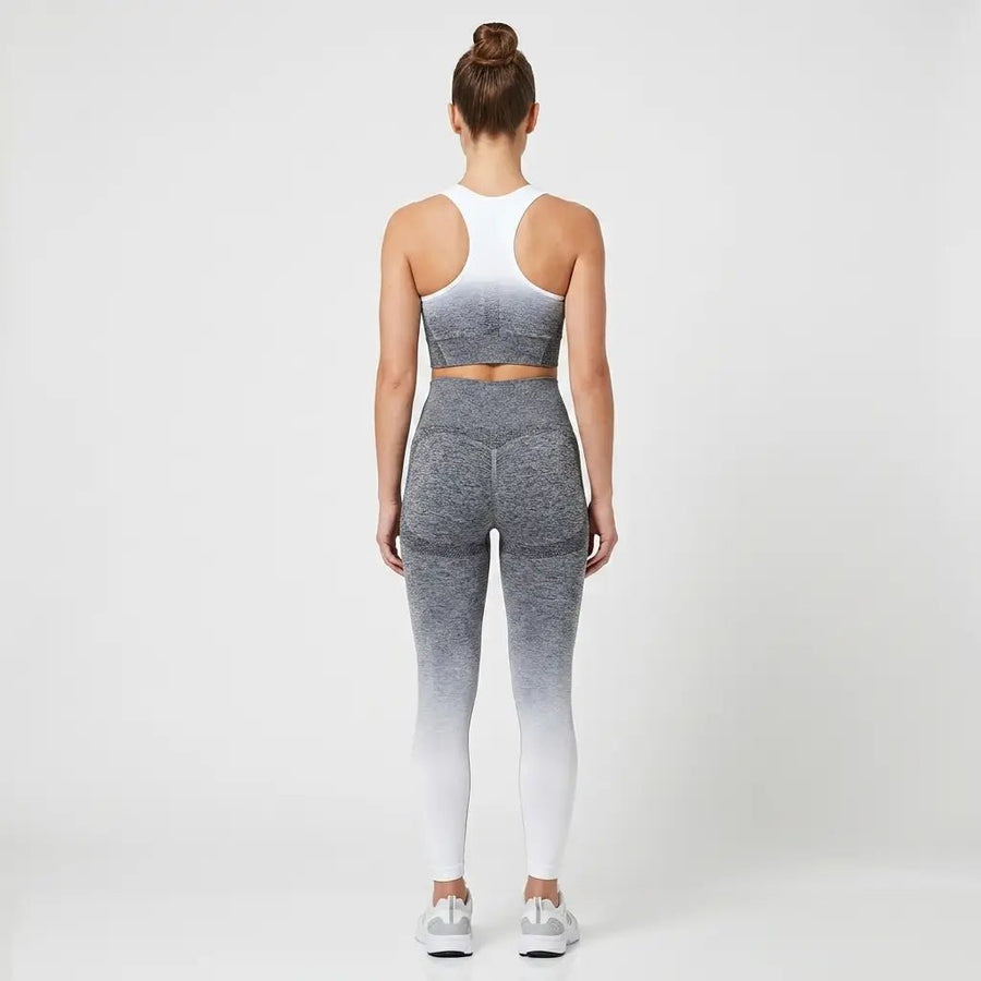 Snuggz Fit Super Stretch Tie Dye Sculpt Grey-White Legging Bar Set - liquidation.store