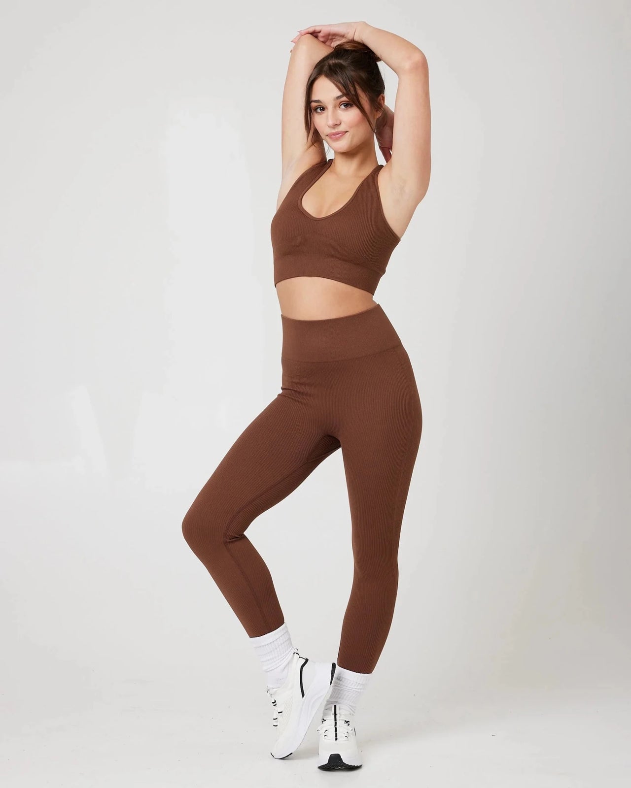 Snuggz Fit Super Stretch V Neck Set in Brown