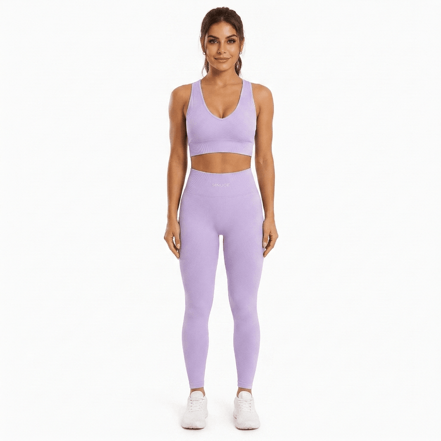 Snuggz Fit Super Stretch V Neck Bar and Legging Lilac Set (11060) - liquidation.store