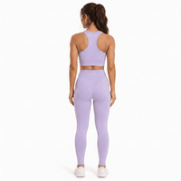 Snuggz Fit Super Stretch V Neck Bar and Legging Lilac Set (11060) - liquidation.store