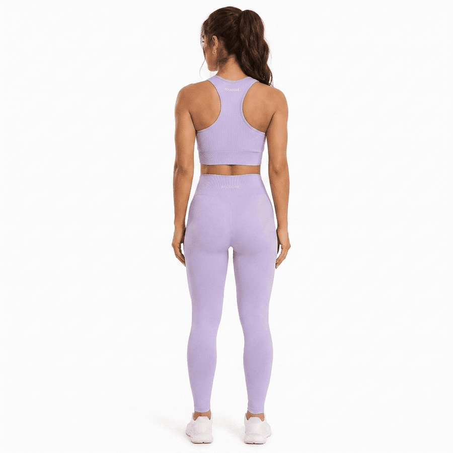 Snuggz Fit Super Stretch V Neck Bar and Legging Lilac Set (11060) - liquidation.store