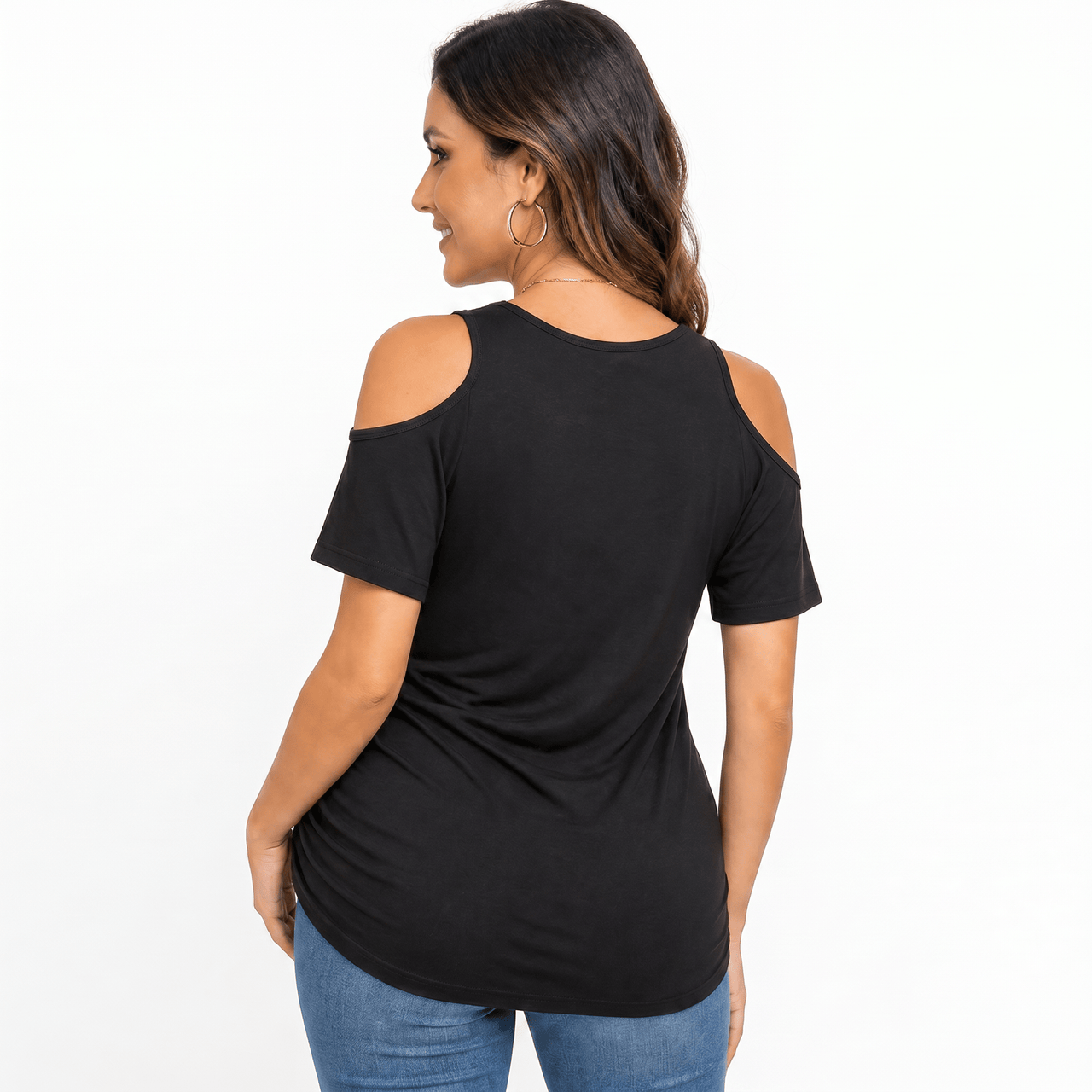 Snuggz Maternity - Black Cold Shoulder T-Shirt (Various Sizes) - liquidation.store