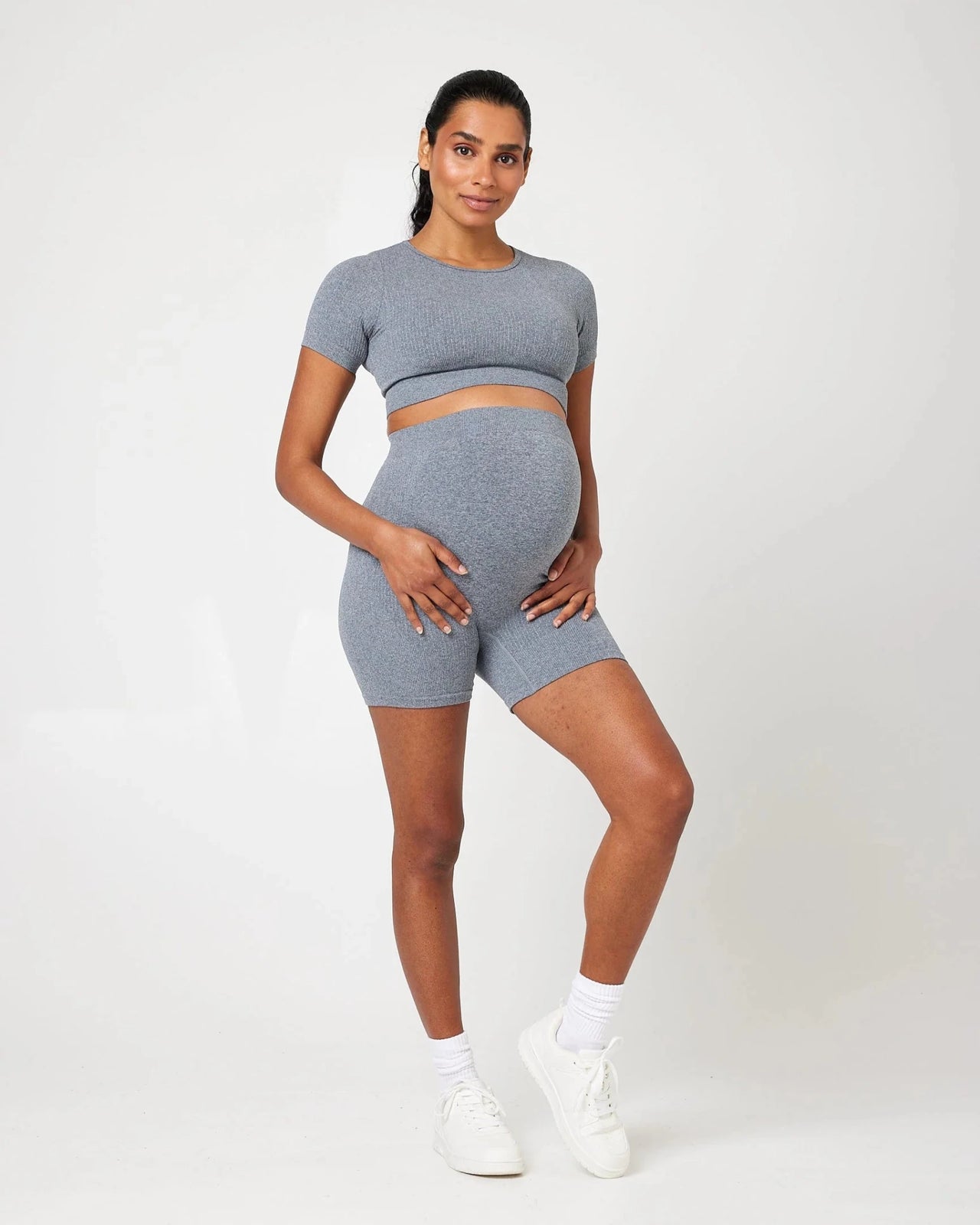 Snuggz Maternity - Grey Ribbed Cropped Set (Various Sizes) - liquidation.store
