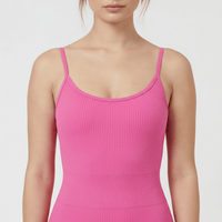 Snuggz Pink Seamless Super Stretch Ribbed Waist Short Unitard (Various Sizes) - liquidation.store