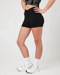 Snuggz Super Stretch Wrap Over Waist Pocket Detail Short - Black - liquidation.store
