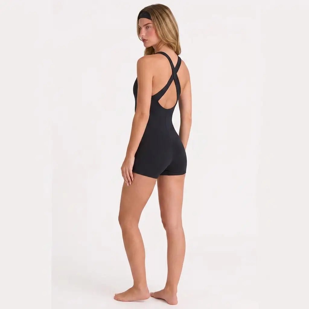 SnuggzFit Black Cross Back Short Unitard (Various Sizes) - liquidation.store