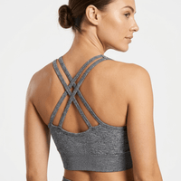SnuggzFit Ribbed Grey Seamless Two-Strap Cropped Top - liquidation.store
