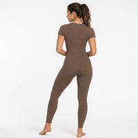 SnuggzFit Short Sleeve 2pcs V Neck Set - Brown (Various Sizes) - liquidation.store