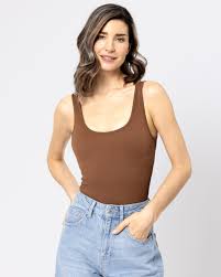 SnuggzFit Super Stretch Ribbed Bodysuit - Brown - liquidation.store