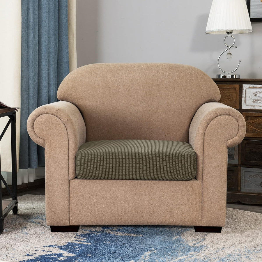 Sofa Seat Cushion Covers Stretch Protective Polyester Fabric (1 Seater - Olive) - liquidation.store