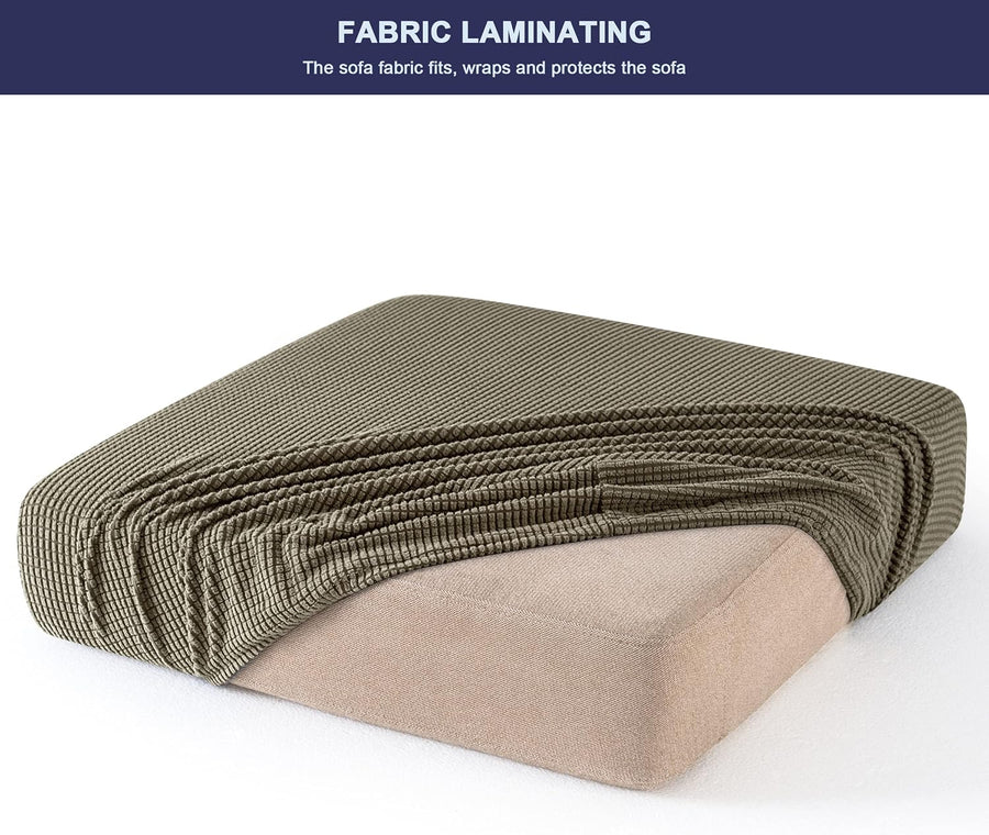 Sofa Seat Cushion Covers Stretch Protective Polyester Fabric (1 Seater - Olive) - liquidation.store
