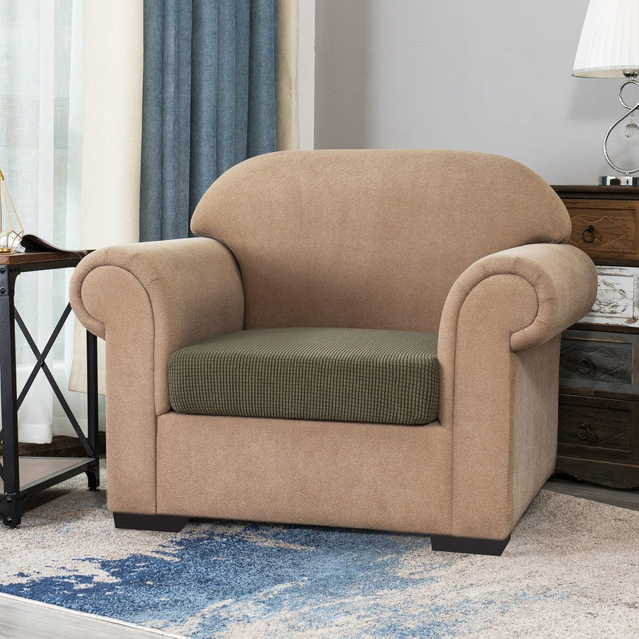 Sofa Seat Cushion Covers Stretch Protective Polyester Fabric (1 Seater - Olive) - liquidation.store